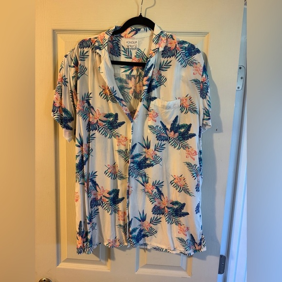 Honolua Tops - Honolua surf Kona Sol Women's Tropical Floral Button-Down Shirt -  sz M